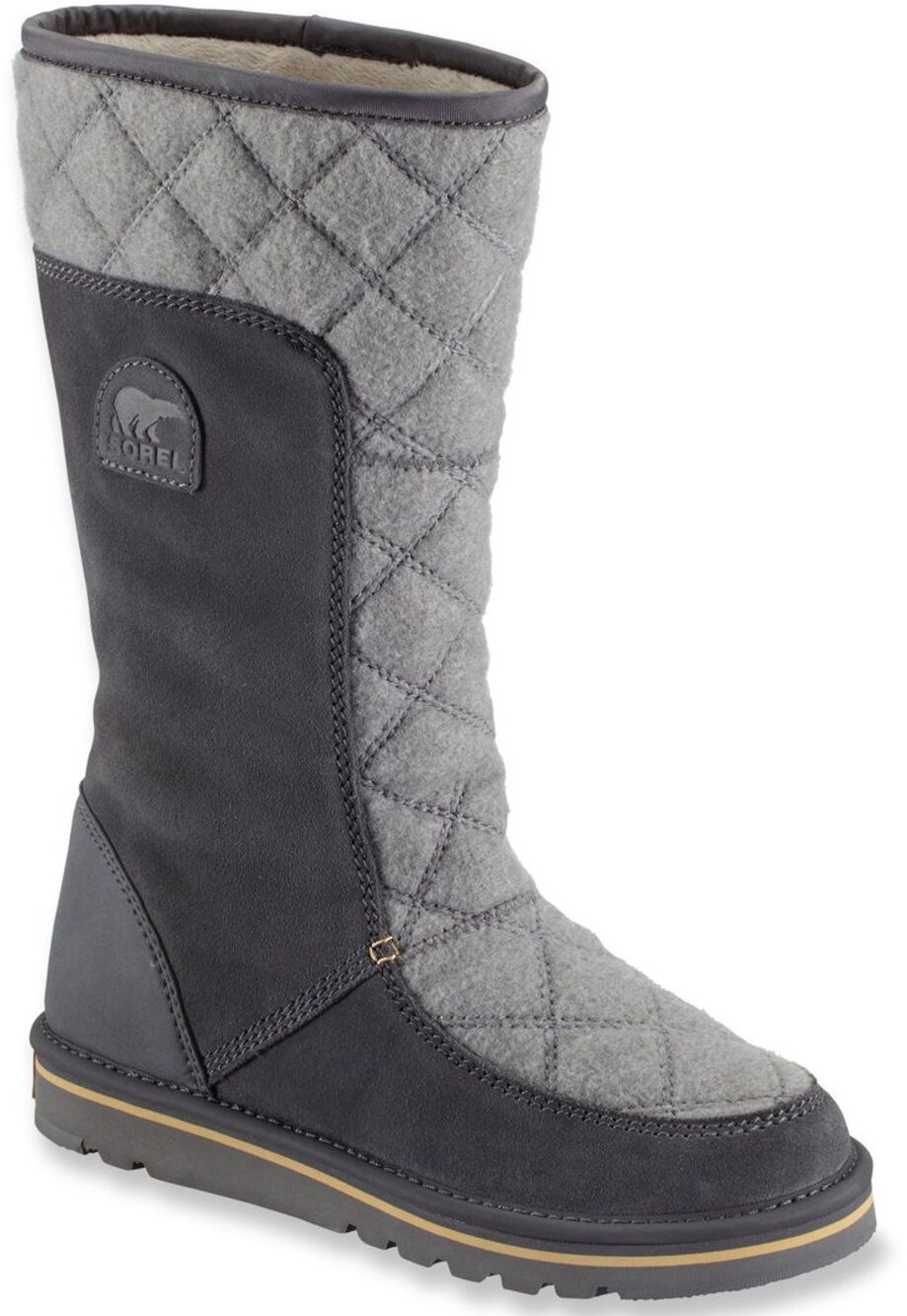 Sorel The Campus Tall Snow Boots Suede Quilted Pull On Winter Outdoor Gray 7